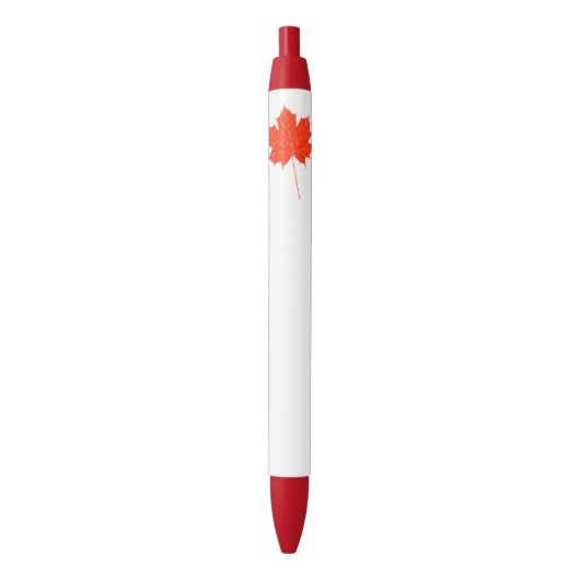 Stylo Noir Feuille d'érable rouge (devant Vertical)