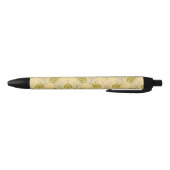 Stylo Noir Feuille mignon sur motif rose (Bas)