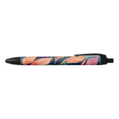 Stylo Noir Feuilles Abstraites Colorées (Haut)