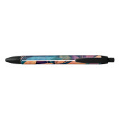 Stylo Noir Feuilles Abstraites Colorées (Dos)