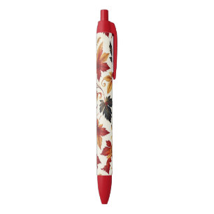 Stylo Noir Feuilles d'Automne