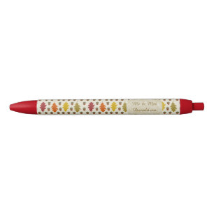 Stylo Noir Feuilles de chêne et Acorns Automne Mariage d'auto