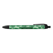 Stylo Noir Feuilles de palmier Monstera vert tropical & Nom p (Haut)