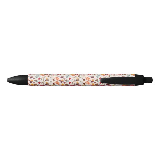 Stylo Noir Feuilles floraux d'automne et Motif de hérisson (Dos)