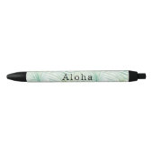 Stylo Noir Feuilles Tropicales Vertes Aloha (Devant)