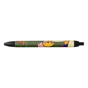 Stylo Noir feuilles tropicaux Abstraits et fleurs