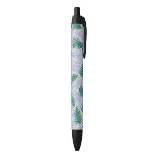 Stylo Noir Feuilles verts pourpre rétro les années 70 Fleur