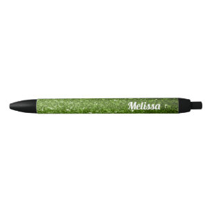 Stylo Noir Feux de parties scintillant vert clair Personnalis