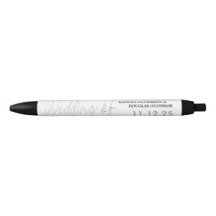 Stylo Noir Fhuile d'argent moderne Script effet mariage Faveu