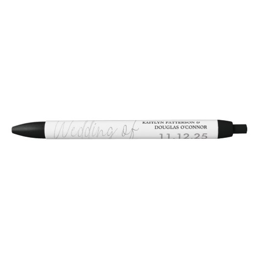 Stylo Noir Fhuile d'argent moderne Script effet mariage Faveu (Devant)