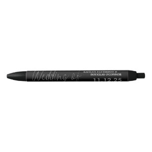 Stylo Noir Fhuile d'argent moderne Script effet mariage Faveu