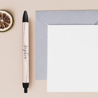 Stylo Noir Fille Moderne Calligraphie Pastel Blush Rose