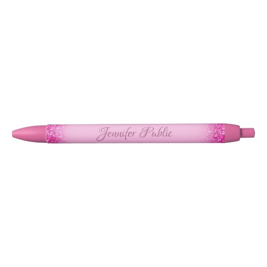 Stylo Noir Fille Parties scintillant rose brillant Nom de scr (Devant)