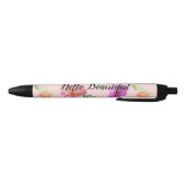 Stylo Noir Fille Rose Aquarelle Fleurs (Bas)