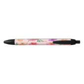 Stylo Noir Fille Rose Aquarelle Fleurs (Dos)