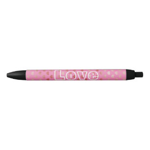 Stylo Noir Fille rose Coeurs rouges Ombre