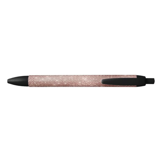Stylo Noir Fille Rose Gold Glam Diamond Sparkle Monogramme No (Dos)