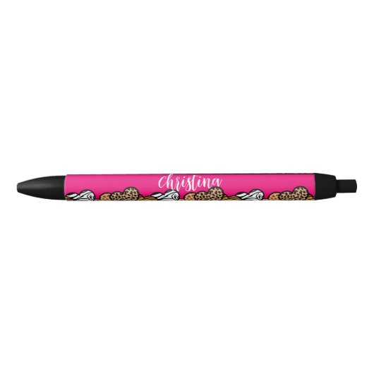 Stylo Noir Fille Rose Joueuse Coeurs Posters de animaux Nom (Devant)