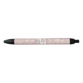 Stylo Noir Fille rose Rose Monogramme or Parties scintillant (Devant)