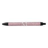 Stylo Noir Fille rose Rose Monogramme or Parties scintillant (Devant)