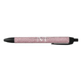 Stylo Noir Fille rose Rose Monogramme or Parties scintillant  (Bas)