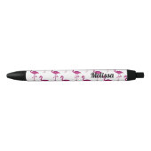 Stylo Noir Flamant flamand pétillant parties scintillant rose (Devant)