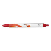 Stylo Noir Flamant rose et monogramme (Devant)