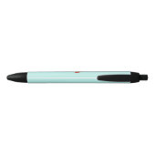 Stylo Noir Flamant rose et monogramme sur fond bleu clair (Dos)