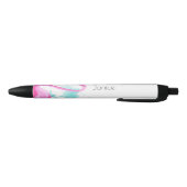 Stylo Noir Flamant rose et palmiers, style de plage (Bas)