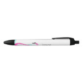 Stylo Noir Flamant rose et palmiers, style de plage (Haut)