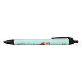 Stylo Noir Flamant rose rose et monogramme sur bleu clair (Haut)