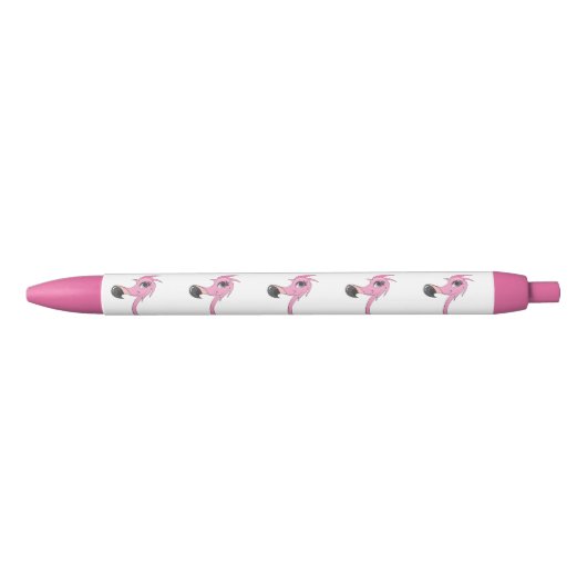 Stylo Noir Flamant rose rose rétro (Devant)
