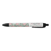 Stylo Noir Flamants roses roses sur mesure Motif de feuilles  (Bas)