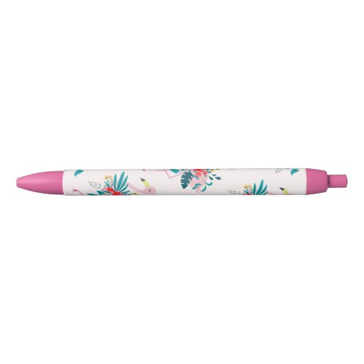 Stylo Noir Flamingo floral tropical mou (Devant)