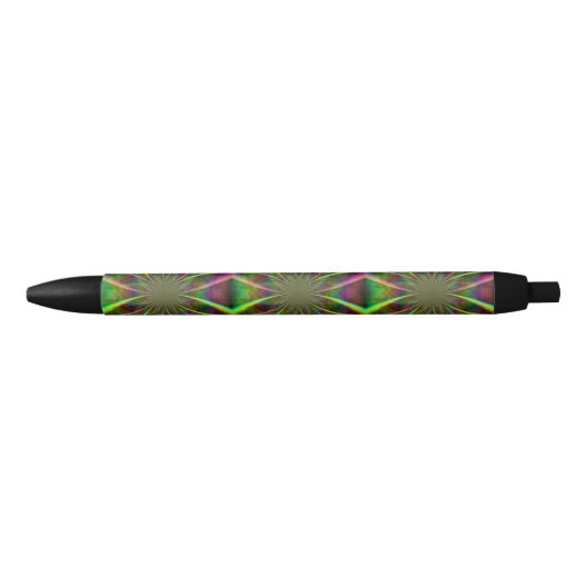 Stylo Noir Fleur arc-en-ciel fou (Devant)