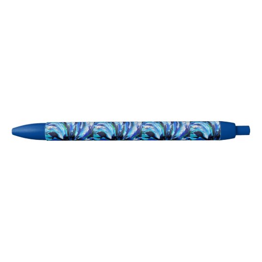 Stylo Noir Fleur bleue (Devant)