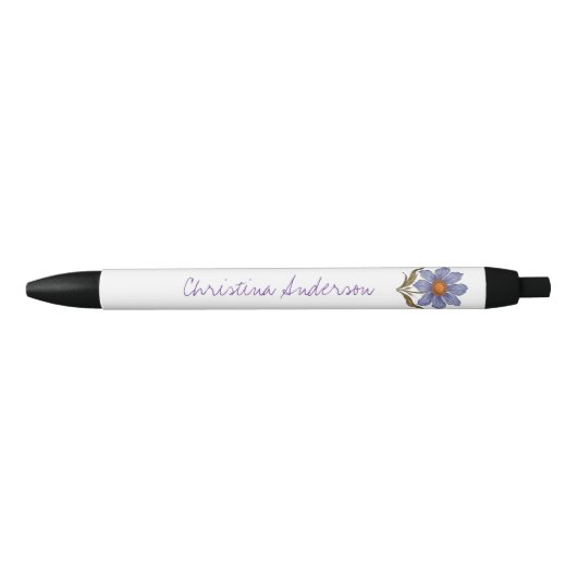Stylo Noir Fleur Boho (Devant)