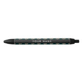 Stylo Noir Fleur de Lis, Beige on Green, Royal, Your Name (Devant)