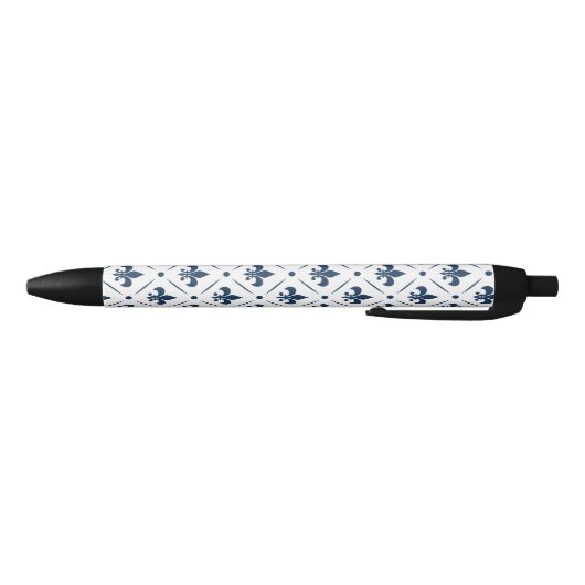 Stylo Noir Fleur De Lis bleu foncé motif sur arrière - plan b (Bas)