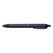 Stylo Noir Fleur de Lis d'or classique sur Royal Blue (Bas)