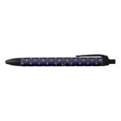 Stylo Noir Fleur de Lis d'or classique sur Royal Blue (Haut)