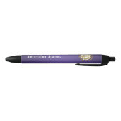 Stylo Noir Fleur de Lotus élégante de blanc et d'or (Bas)