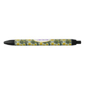 Stylo Noir Fleur de marguerite jaune Nom de femme (Devant)