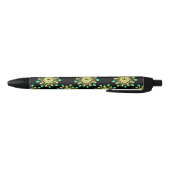 Stylo Noir Fleur de néon jaune et vert (Bas)