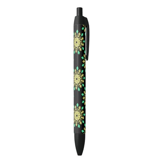 Stylo Noir Fleur de néon jaune et vert (Bas (Vertical))