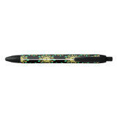 Stylo Noir Fleur de néon jaune et vert (Dos)