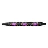 Stylo Noir Fleur de néon rose et orange (Devant)