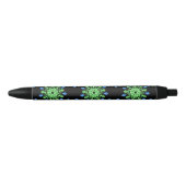 Stylo Noir Fleur de néon vert et bleu (Devant)