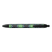 Stylo Noir Fleur de néon vert et bleu (Dos)