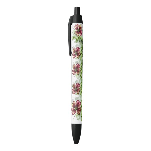 STYLO NOIR FLEUR DE TRÈFLE VIOLET (Haut (Vertical))